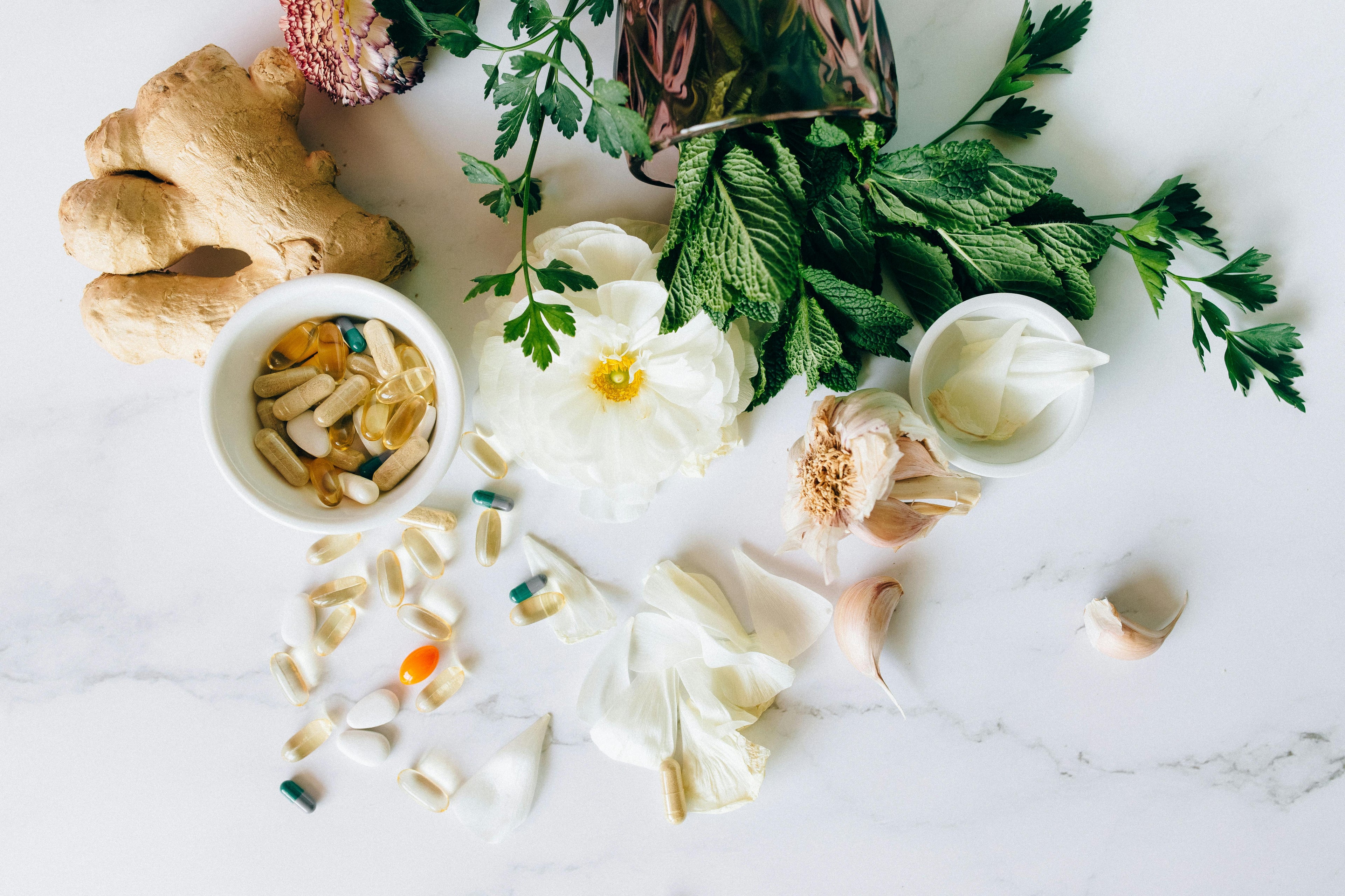 Holistic wellness supplements for women featuring natural herbs and plant-based ingredients