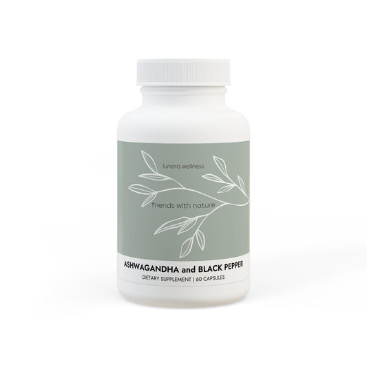 Lunera Wellness ashwagandha and black pepper supplement for women’s stress relief and balance
