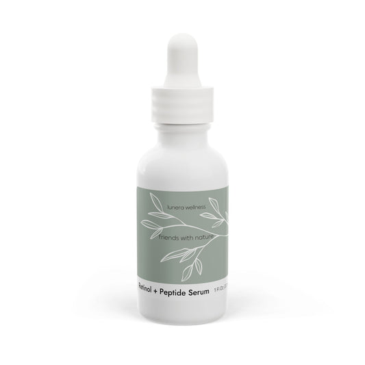 Lunera Wellness retinol + peptide serum for women’s anti-aging, skin renewal, and rejuvenation